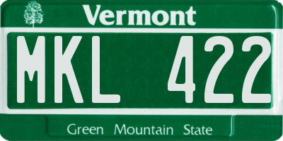 VT license plate MKL422