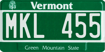 VT license plate MKL455