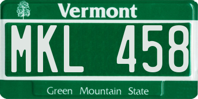 VT license plate MKL458