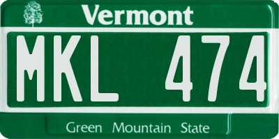 VT license plate MKL474