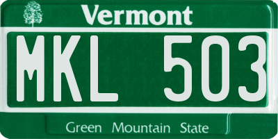 VT license plate MKL503