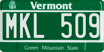 VT license plate MKL509