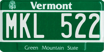 VT license plate MKL522