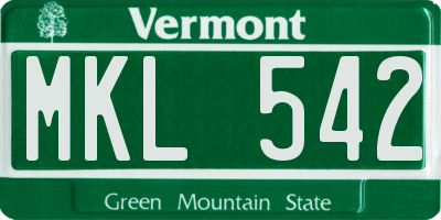 VT license plate MKL542