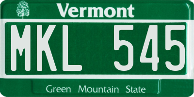 VT license plate MKL545