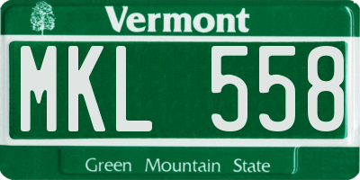 VT license plate MKL558