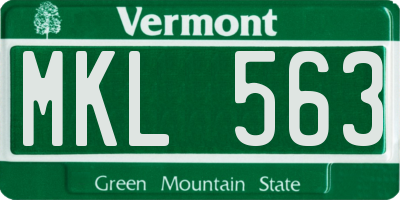 VT license plate MKL563