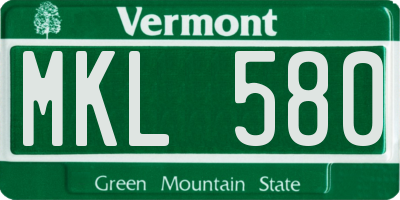VT license plate MKL580