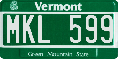 VT license plate MKL599