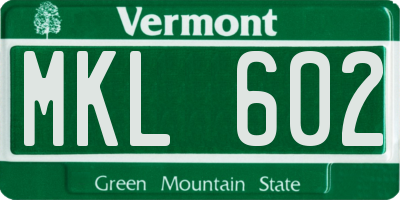 VT license plate MKL602