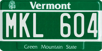 VT license plate MKL604