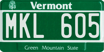 VT license plate MKL605
