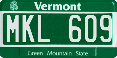 VT license plate MKL609