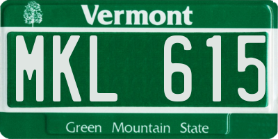 VT license plate MKL615