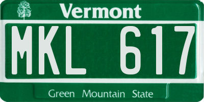 VT license plate MKL617