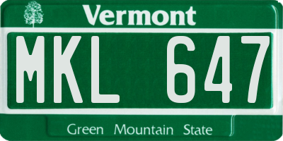 VT license plate MKL647