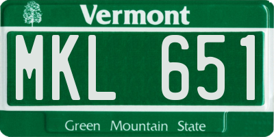 VT license plate MKL651