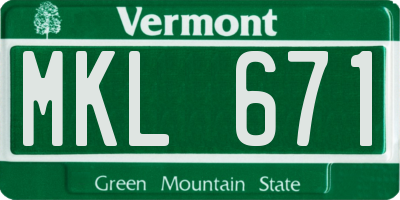 VT license plate MKL671