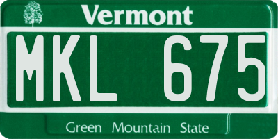 VT license plate MKL675