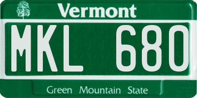 VT license plate MKL680