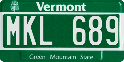 VT license plate MKL689