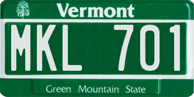VT license plate MKL701