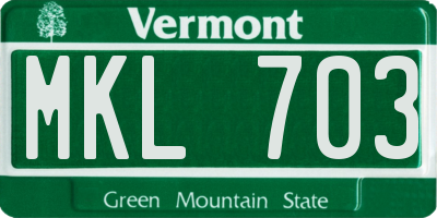 VT license plate MKL703