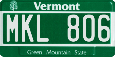 VT license plate MKL806