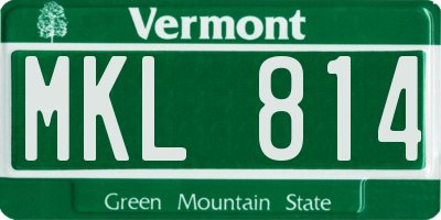 VT license plate MKL814