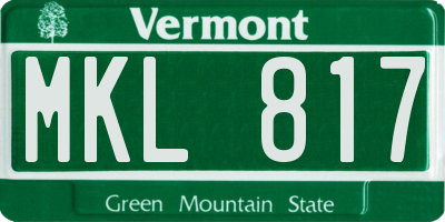 VT license plate MKL817