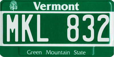VT license plate MKL832
