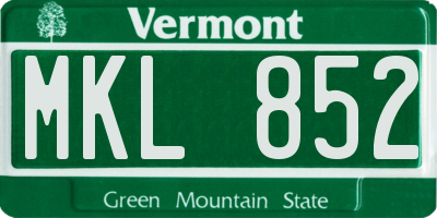 VT license plate MKL852