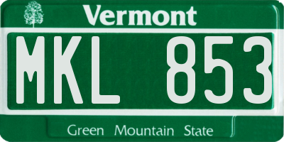 VT license plate MKL853