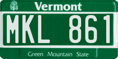 VT license plate MKL861