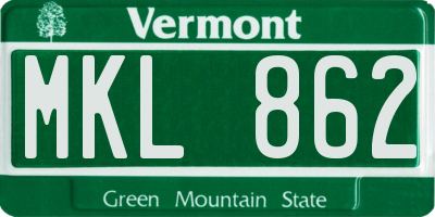 VT license plate MKL862