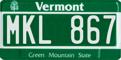 VT license plate MKL867