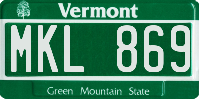 VT license plate MKL869