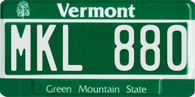 VT license plate MKL880