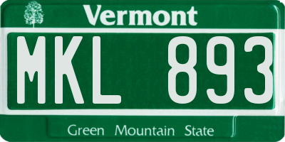 VT license plate MKL893