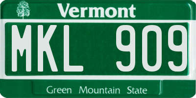 VT license plate MKL909