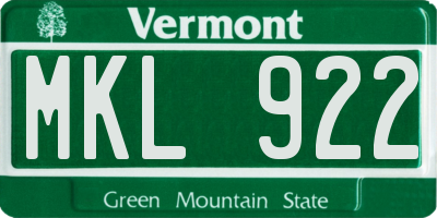 VT license plate MKL922