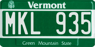 VT license plate MKL935