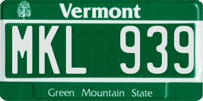 VT license plate MKL939