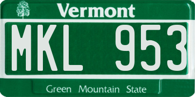 VT license plate MKL953