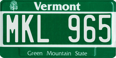 VT license plate MKL965