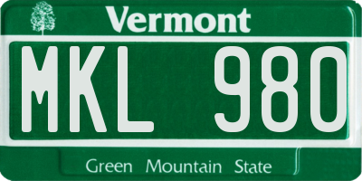 VT license plate MKL980