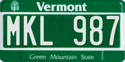 VT license plate MKL987