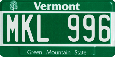 VT license plate MKL996