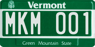 VT license plate MKM001