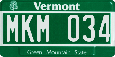 VT license plate MKM034